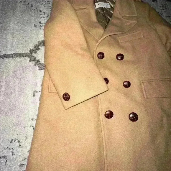 Vintage IMP ORIGINALS INC. 70/80’s Boys Wool Tan Double Breasted Over Coat 7 - Picture 3 of 6